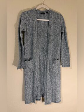 G by Giuliana Heathered Gray Open-Front Knit Cardigan